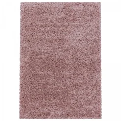 Tapis poils longs shaggy tissé motif uni UNI I, Rose