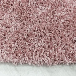 Tapis poils longs shaggy tissé motif uni UNI I, Rose