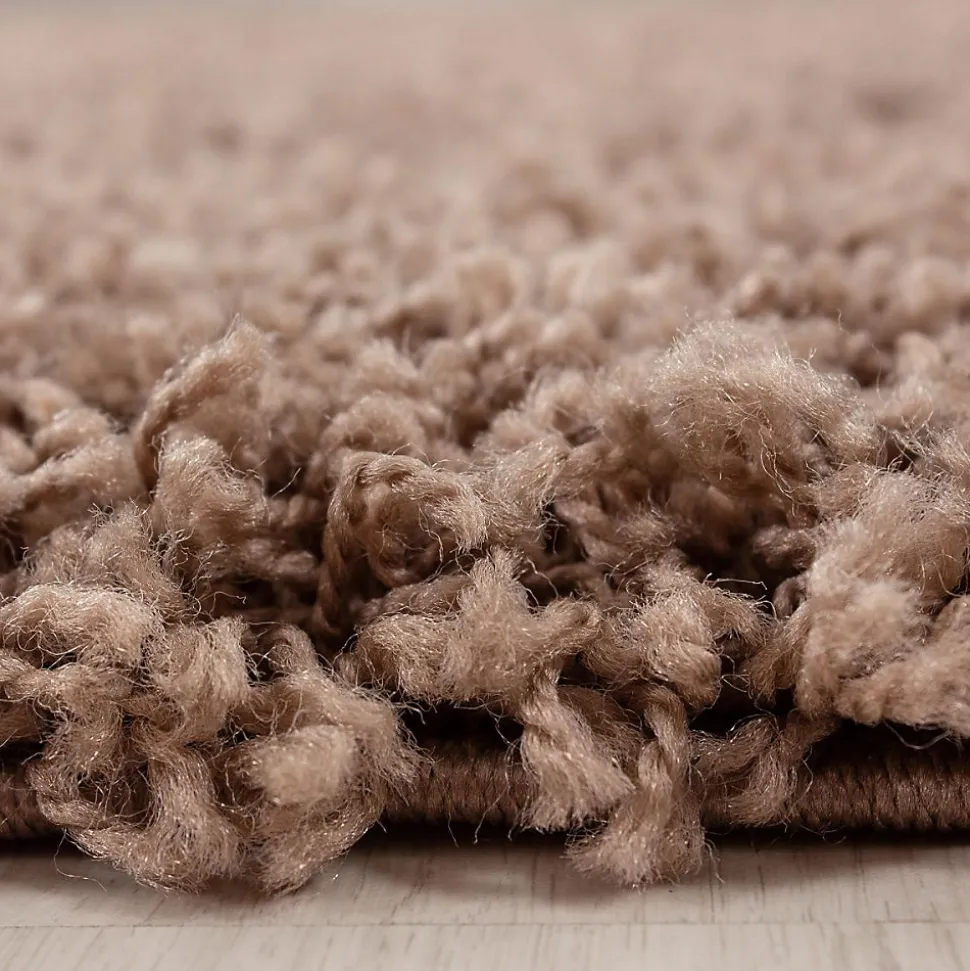 Tapis poils longs shaggy tissé motif uni UNI L, Mocca