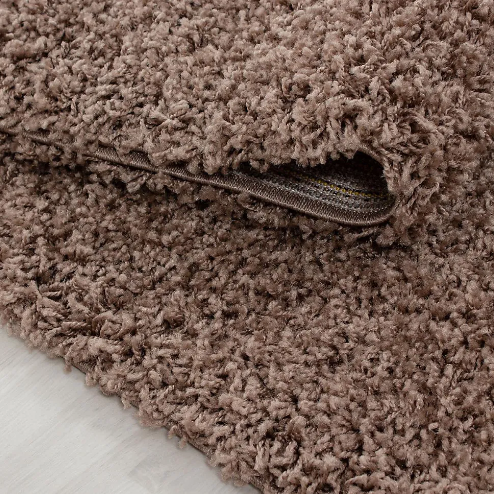 Tapis poils longs shaggy tissé motif uni UNI L, Mocca