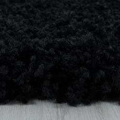 Tapis poils longs shaggy tissé motif uni UNI I, Noir