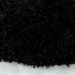 Tapis poils longs shaggy tissé motif uni UNI I, Noir