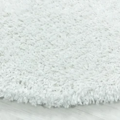 Tapis poils longs shaggy tissé motif uni UNI B, Blanc