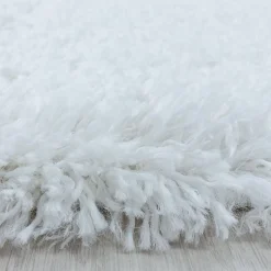 Tapis poils longs shaggy tissé motif uni UNI B, Blanc