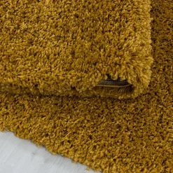 Tapis poils longs shaggy tissé motif uni UNI I, Or