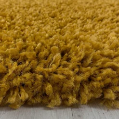 Tapis poils longs shaggy tissé motif uni UNI I, Or