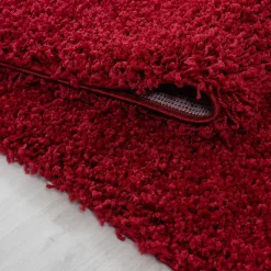 Tapis poils longs shaggy tissé motif uni UNI L, Rouge