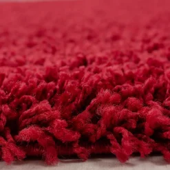 Tapis poils longs shaggy tissé motif uni UNI L, Rouge