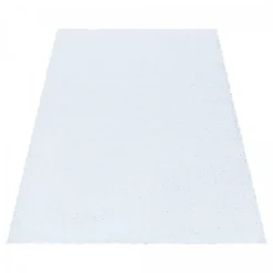 Tapis poils longs shaggy tissé motif uni UNI I, Blanc
