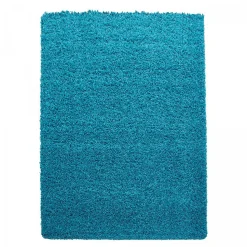 Tapis poils longs shaggy tissé motif uni UNI L, Turquoise