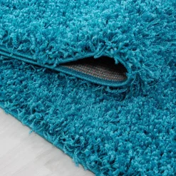 Tapis poils longs shaggy tissé motif uni UNI L, Turquoise