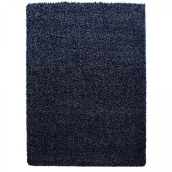 Tapis poils longs shaggy tissé motif uni UNI L, Bleu marinne