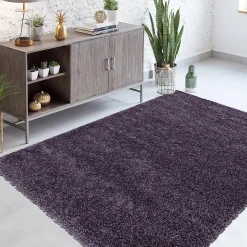 Tapis poils longs shaggy tissé motif uni UNI I, Violet