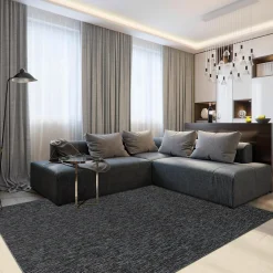 Tapis pour une chambre ou une entrée tissé motif uni SAKRDA, Noir