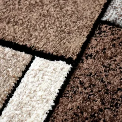 Tapis pour une chambre ou une entrée tissé motif géométrique LYN8 GEOME, Beige, marron, gris