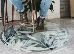 Tapis PVC rond Tulup fi90 cm Facile d'entretien Fleurs à l'aquarelle