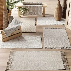 Tapis Rectangle (50 x 80 cm) Pietro, Coton & Polyester Tissé - 50x80cm - Beige