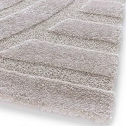Tapis rectangulaire à poils ras motif contemporain beige 160 x 230 cm Oviala