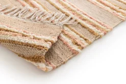 Tapis rectangulaire Leela à franges crème et rose L.170 x l.120 cm Balta