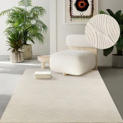 Tapis Rio salon antidérapant 3D, Crème, 200 x 280 cm