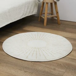 Tapis Rond - Home Deco Kids - Soleil - Lurex - Crème - 80 Cm