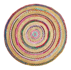 Tapis rond coloré Chindi en jute et coton Ø120cm Ornami