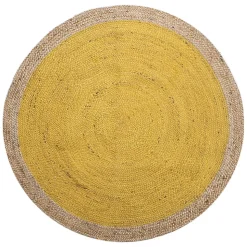 Tapis rond diamètre 120cm naturel et jaune 'Deko&co'