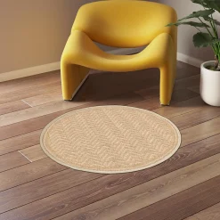 Tapis rond effet tissé Boyoz GoodHome tissage à plat L.80 x L.80cm naturel
