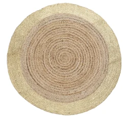 Tapis rond en coton et toile de jute beige et doré ø120 cm Déko&Co