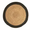 Tapis rond en toile de jute beige et noir ⌀120cm Deco&co