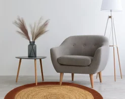 Tapis rond en toile de jute beige et terracotta ⌀120cm Deco&co