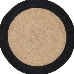 Tapis rond Sombrero noir et jute Ø120 cm Balta
