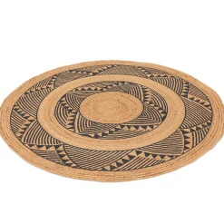 Tapis rond Tonga en jute et motifs noirs Ø120 cm Balta