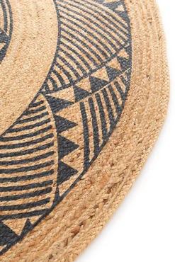 Tapis rond Tonga en jute et motifs noirs Ø120 cm Balta