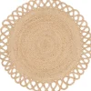 Tapis rond Trecia blanc et jute Ø120 cm Balta