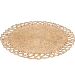 Tapis rond Trecia blanc et jute Ø120 cm Balta