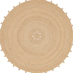 Tapis rond uni en jute Trecia Ø120 cm Balta