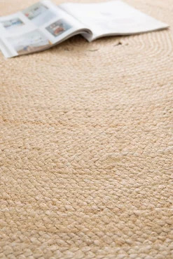 Tapis rond uni en jute Trecia Ø120 cm Balta