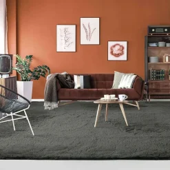 Tapis salon à base fine souple extra doux gris foncé 225x340