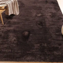 Tapis salon à poils longs extra-doux marron 120x160