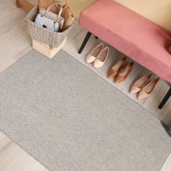 Tapis salon de couloir aspect jute gris 80x150