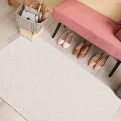 Tapis salon de couloir extérieur/interieur aspect jute blanc 80x150