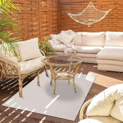 Tapis salon de couloir extérieur/interieur aspect jute blanc 80x150