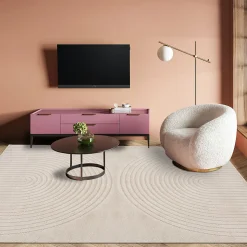 Tapis salon DEMILU Tapis doux en relief, beige
