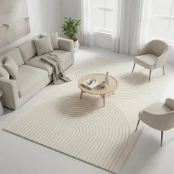 Tapis salon DEMILU Tapis doux en relief, crème