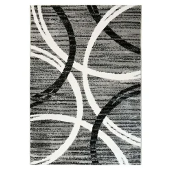 Tapis salon effet laineux motifs arches gris 160x230