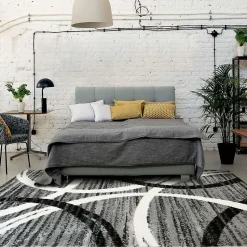 Tapis salon effet laineux motifs arches gris 160x230