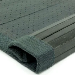 Tapis salon en bambou larges lattes ganse gris 120x170