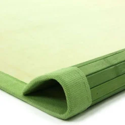 Tapis salon en bambou larges lattes ganse vert 160x230