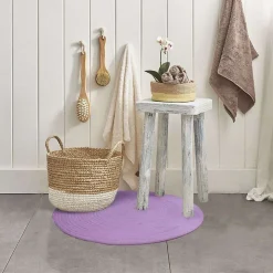 Tapis salon en coton réversible effet cordage lilas diam.70